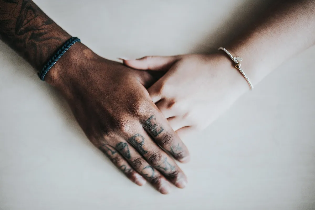 hands, holding, adults, bracelets, jewelries, accessories, accessorize, couple, lovers, man, woman, holding hands, love, partners, people, skin, togetherness, t