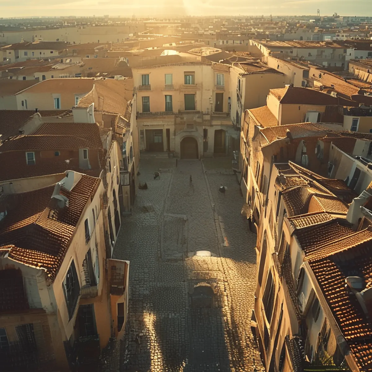 vista aerea di una piazza spagnola tradizionale